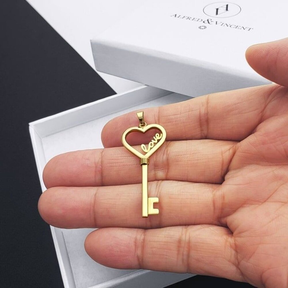 Heart & Cursive Script Love Promise Skeleton Key … - image 4